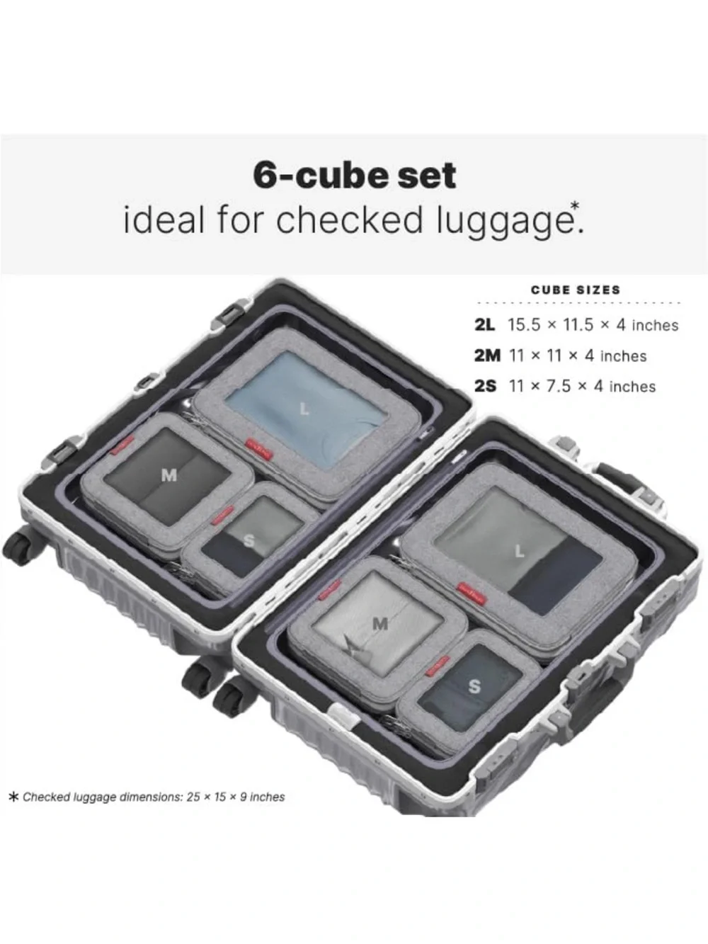 Travel Packing Cubes Set (6) - Gray